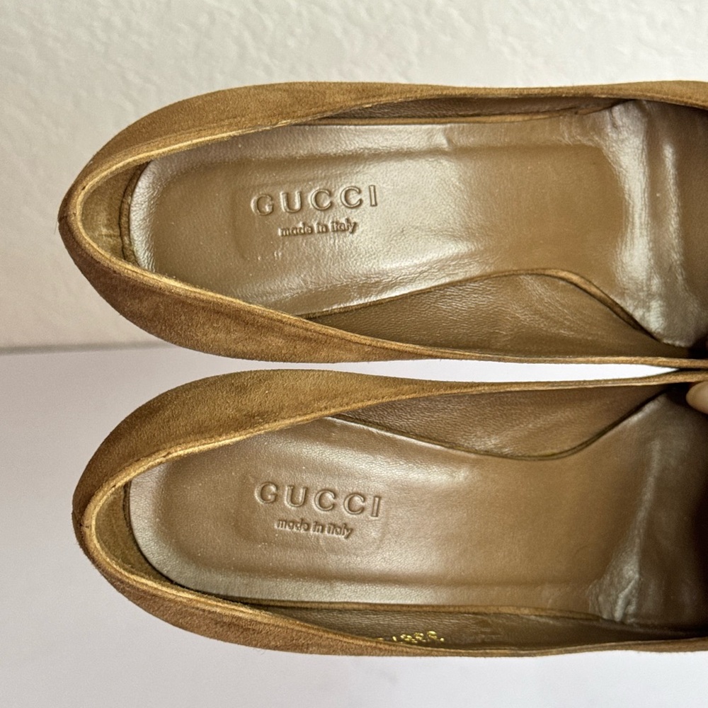 GUCCI Pumps Heel Suede Brown Size EU 35 - Picture 4 of 11